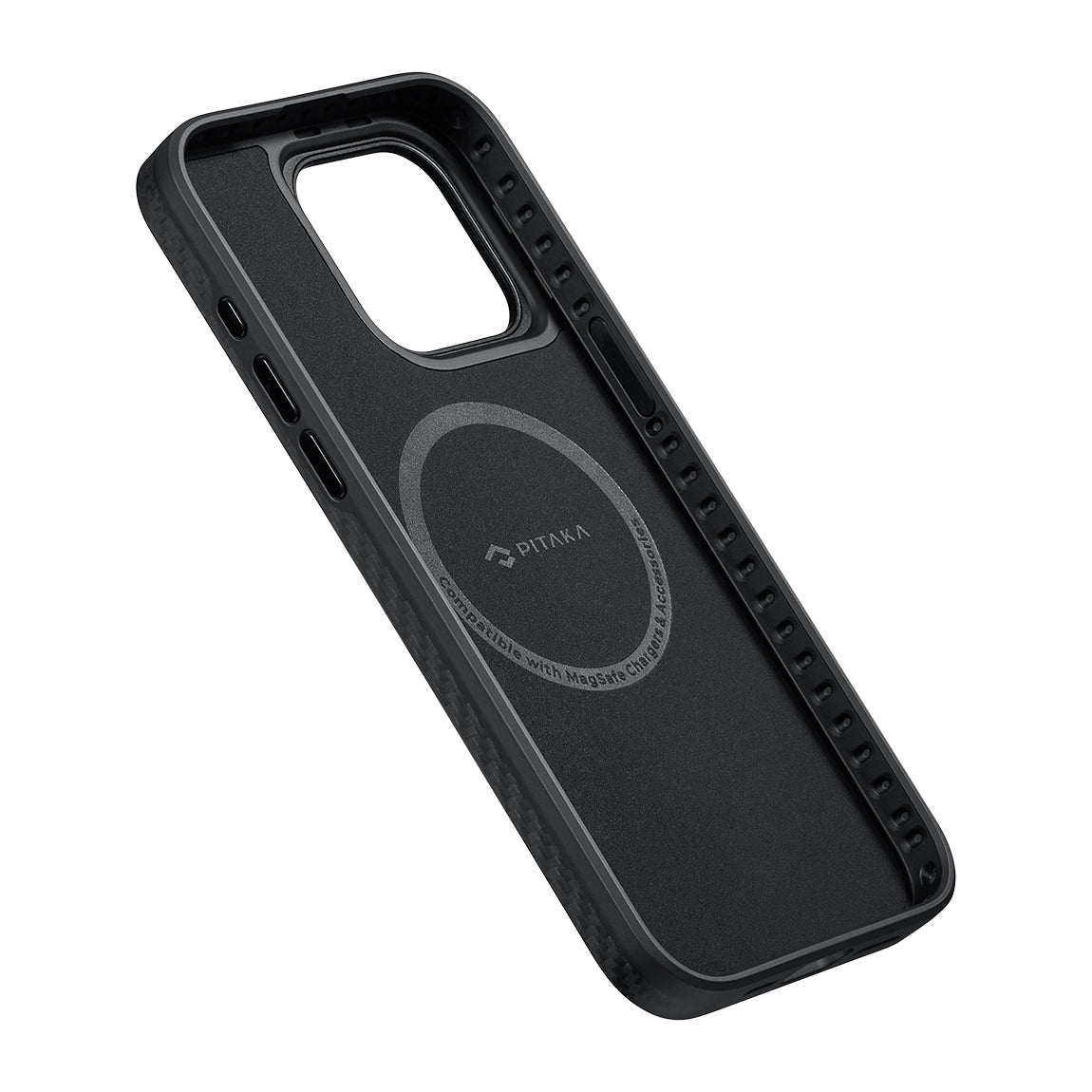 Pitaka Military-Grade Classic Serisi iPhone 15 Pro Max M-safe Şarj Özellikli 1500D Aramid Fiber Black-Grey Twill Kılıf Pitaka Military-Grade Classic Serisi iPhone 15 Pro Max M-safe Şarj Özellikli 1500D Aramid Fiber Black-Grey Twill Kılıf